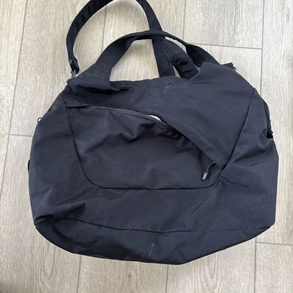 Eddie Bauer Zen Tote Travel Sling Vegan Retro Black Canvas Gym Hiking Tote Zip
